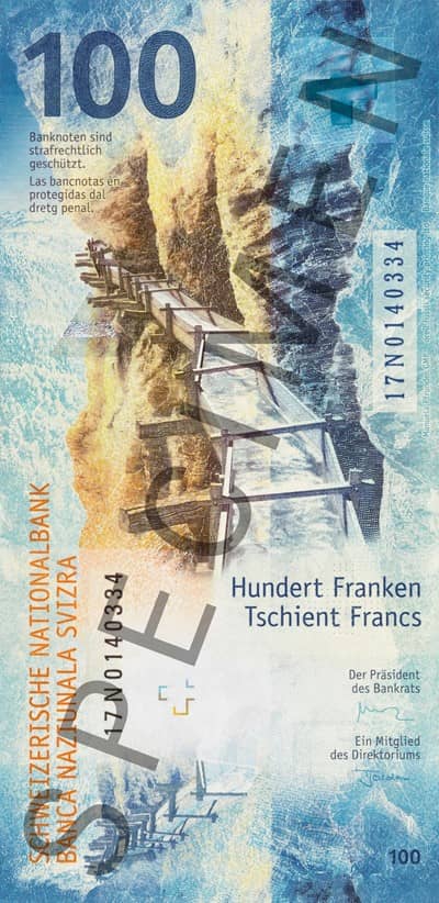 швейцарский франк 9 серии номиналом 100 франков