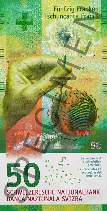 швейцарский франк 9 серии номиналом 50 франков