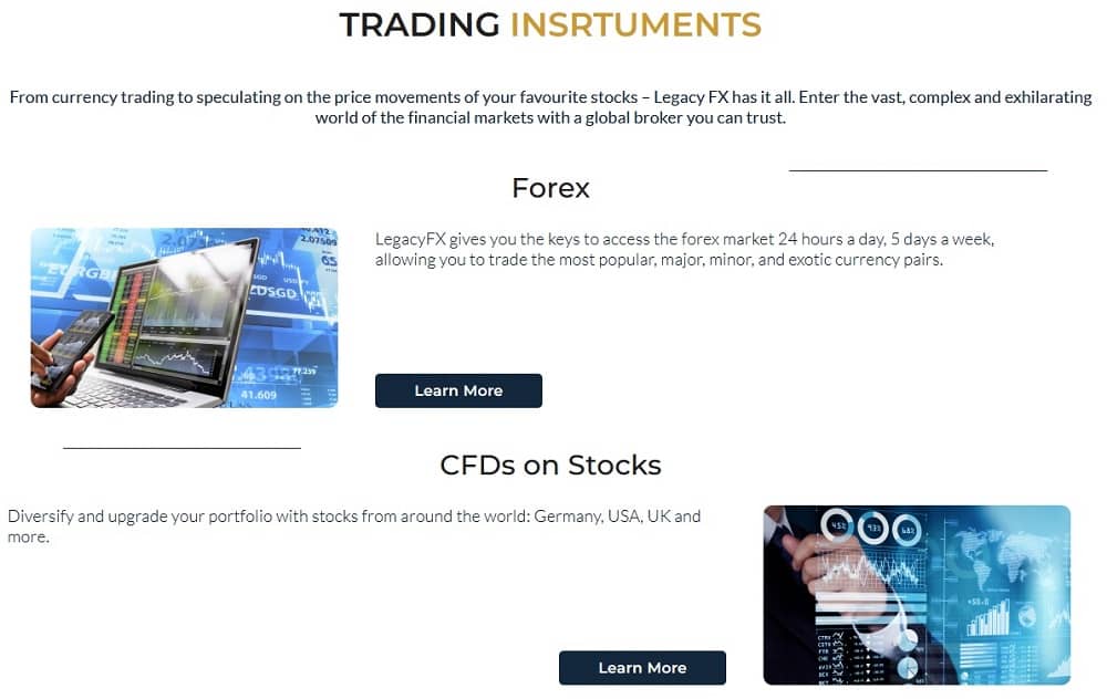 legacyfx trading instruments